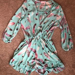 NWOT Feather Print Romper